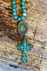 Aquamarine Cross Necklace - Aqua