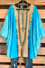 AHB EXCLUSIVE: Fading Sunsets Poncho - Blue/Tan - 100% COTTON