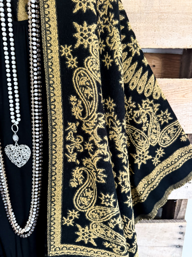 Trusting The Details Poncho - Black/Gold