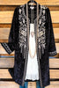 AHB EXCLUSIVE: Long Velvet Embroidery Cardigan - Black