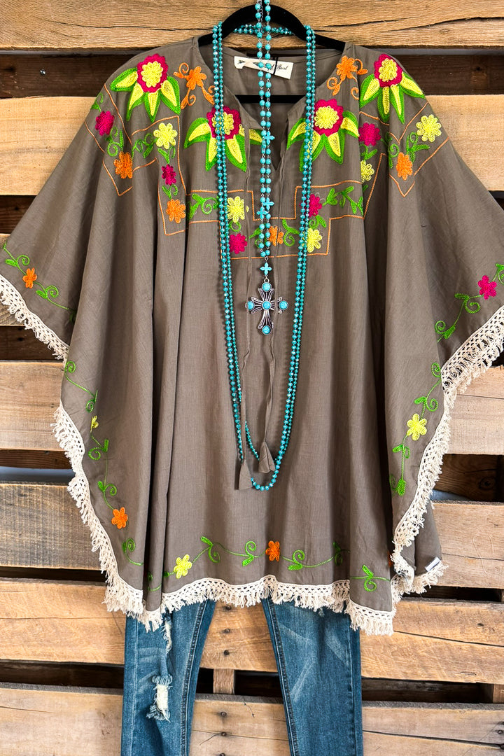 AHB EXCLUSIVE: Changing With The Tides Poncho - Gray - 100% COTTON