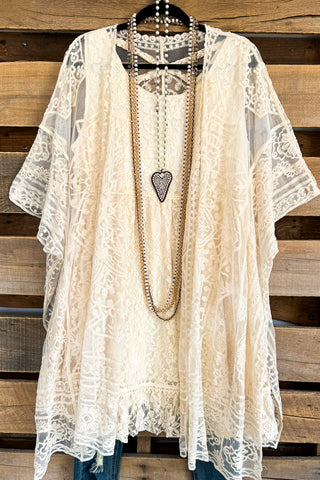 AHB EXCLUSIVE: Long Awaited Lace Cardigan - Beige/Rose