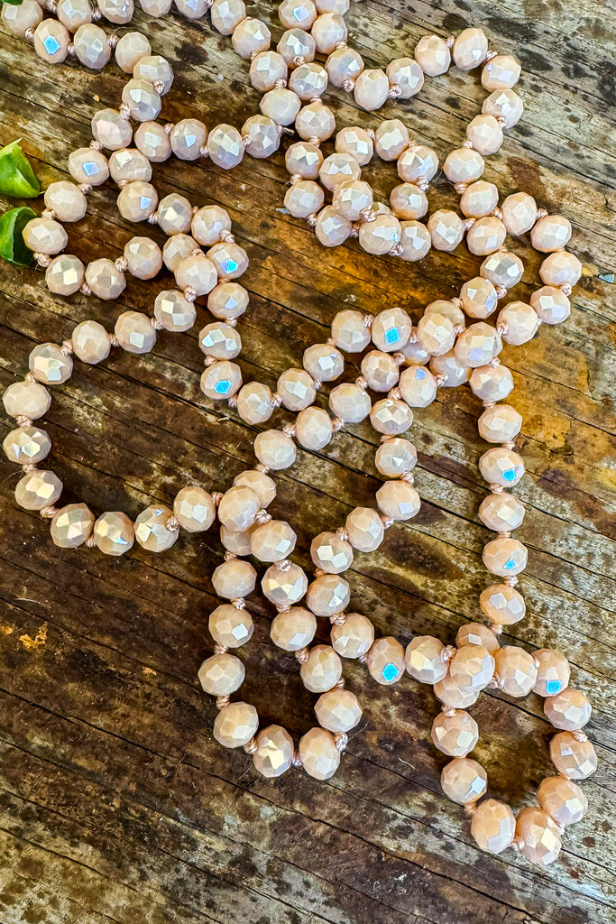 Long Beaded Necklace - Peach