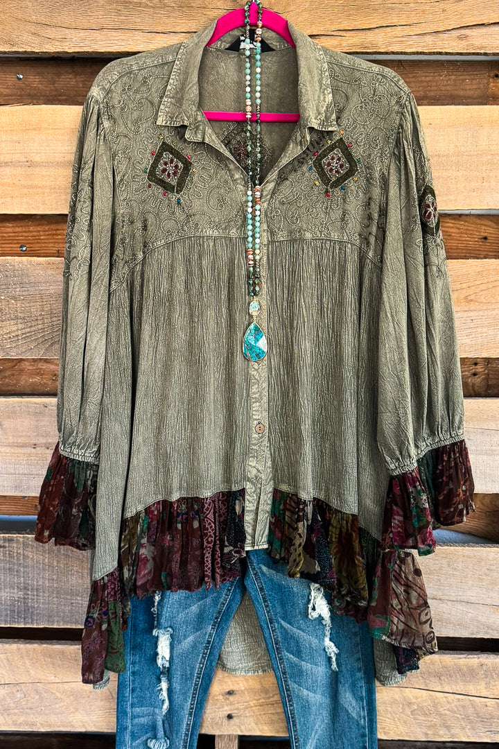 Dreams That Come True Oversize Top  - Gravel