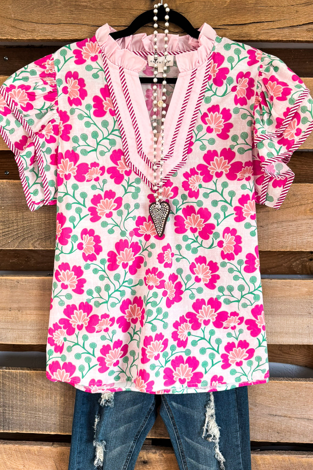 Brilliant Bouquets Top - Pink - 100% Cotton