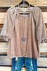 Rosewood Puff Sleeve Top - Stone - SALE