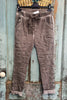 Made in Italy Scrunchy Ribbon Stretch Floral Jogger Pants – Ultra Comfortable - Chocolate (Size 4 to 24)