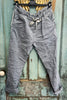 Made in Italy Scrunchy Rhinestone Stretch Floral Jogger Pants – Ultra Comfortable Plus Size - Silver (Size 14 to 24)