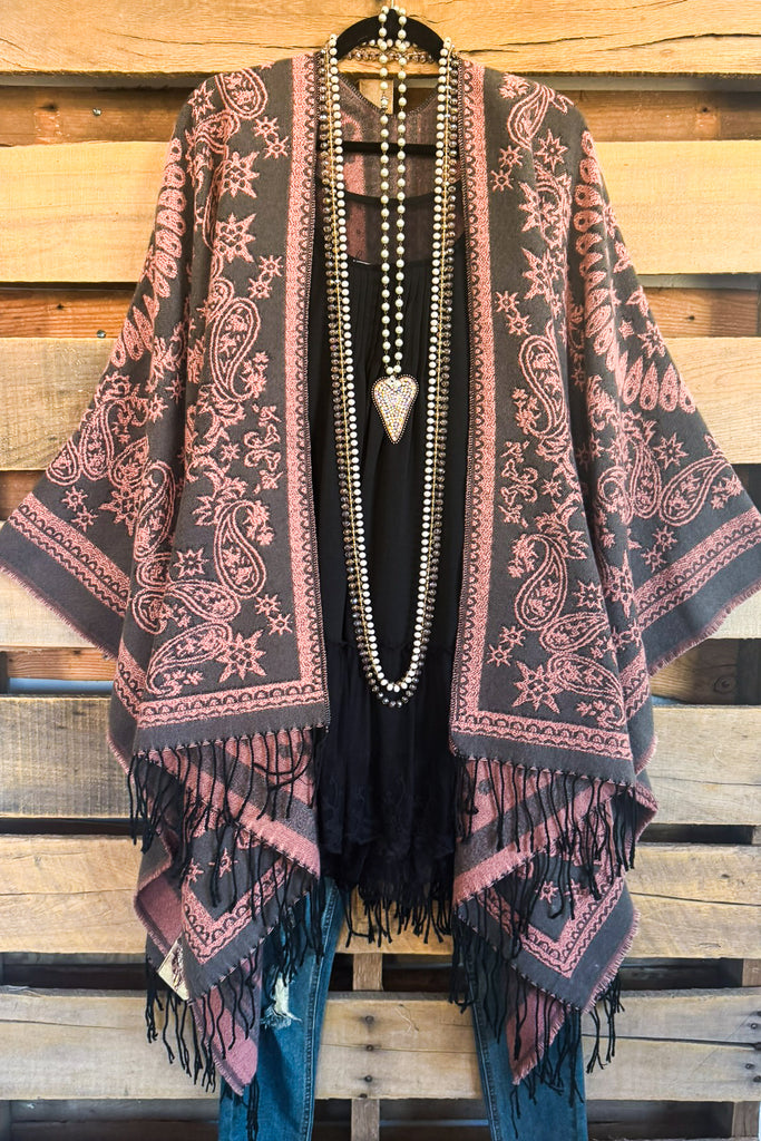 Trusting The Details Poncho - Pink/Gray