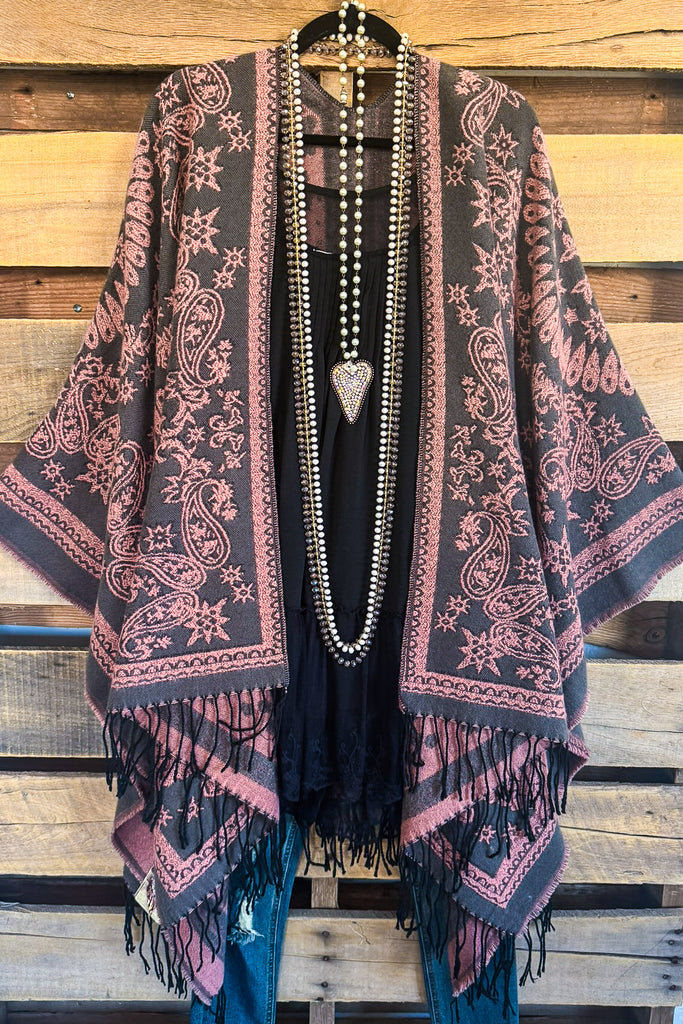 Trusting The Details Poncho - Pink/Gray