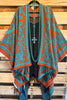 Trusting The Details Poncho - Orange/Turquoise