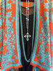 Trusting The Details Poncho - Orange/Turquoise