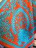 Trusting The Details Poncho - Orange/Turquoise