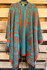 Trusting The Details Poncho - Orange/Turquoise