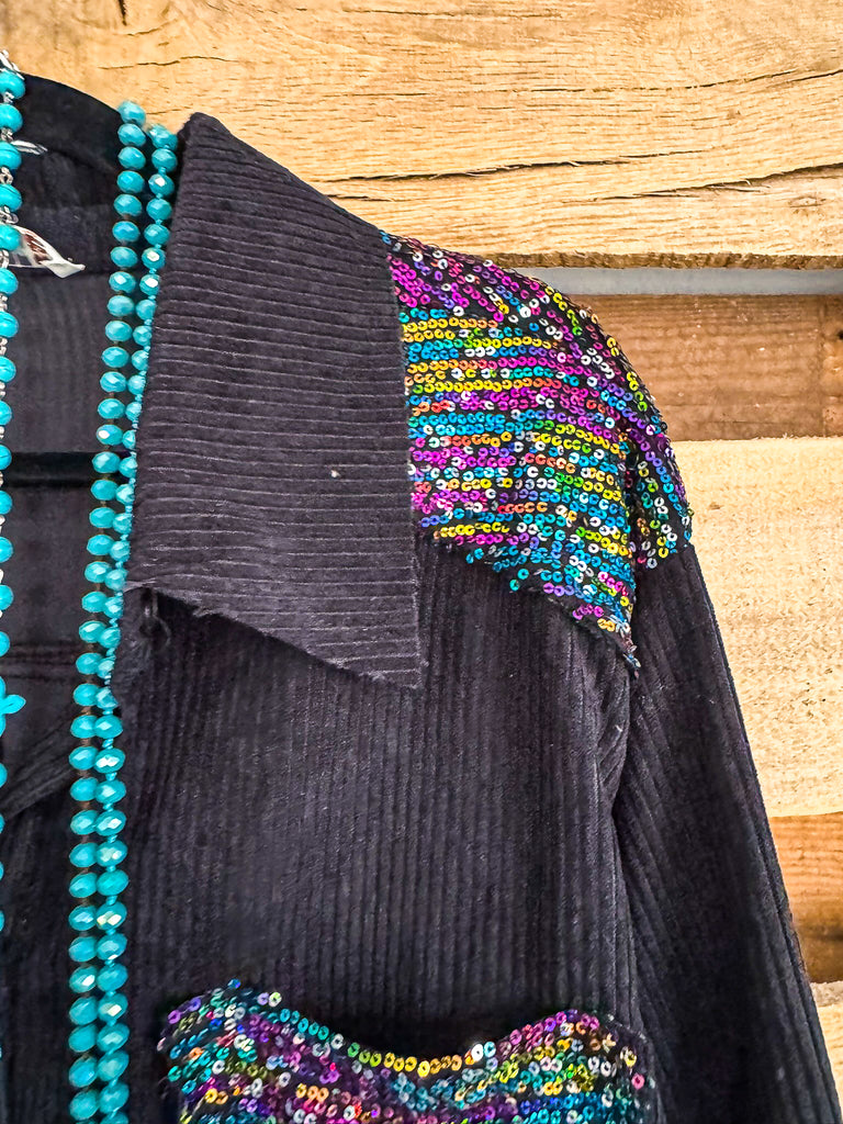 Harbor Of Love Sequin Shacket - Black - SALE