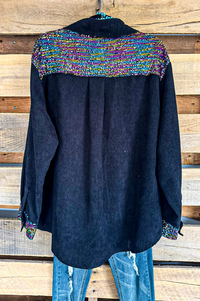 Harbor Of Love Sequin Shacket - Black - SALE