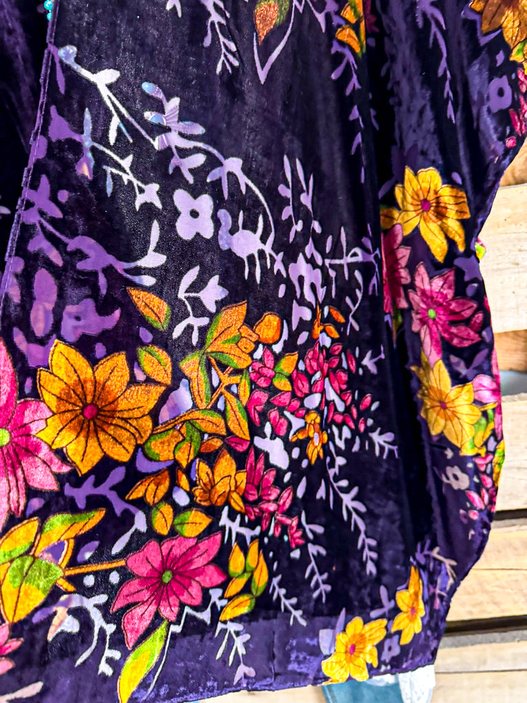 Made For More Burnout Velvet Kimono - Purple