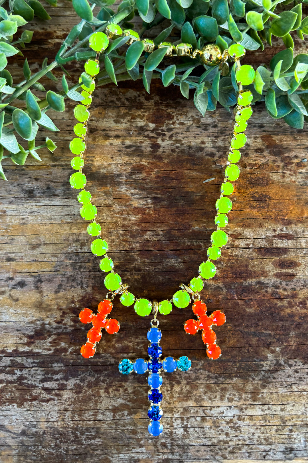 WAFA Cross Necklace - Multi Cross Neon Green Blue Cross and Orange Cross
