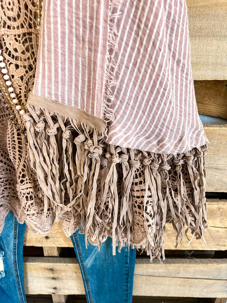 AHB EXCLUSIVE: If I Could Fringe Vest - Mauve -100% COTTON