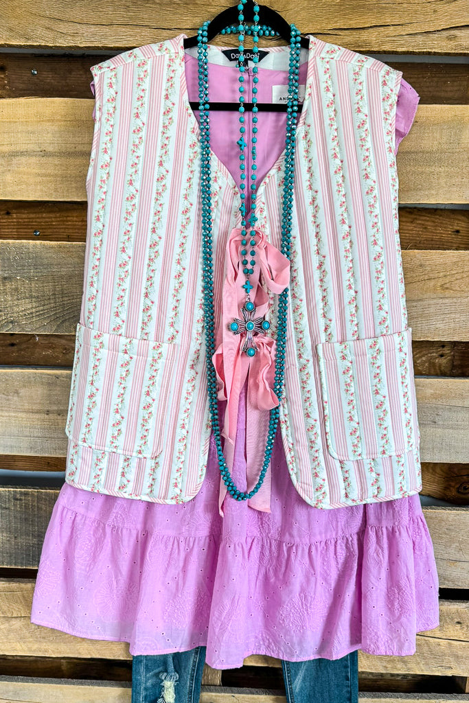 Love And Bow Ties Quilted Vest - Pink - 100% COTTON