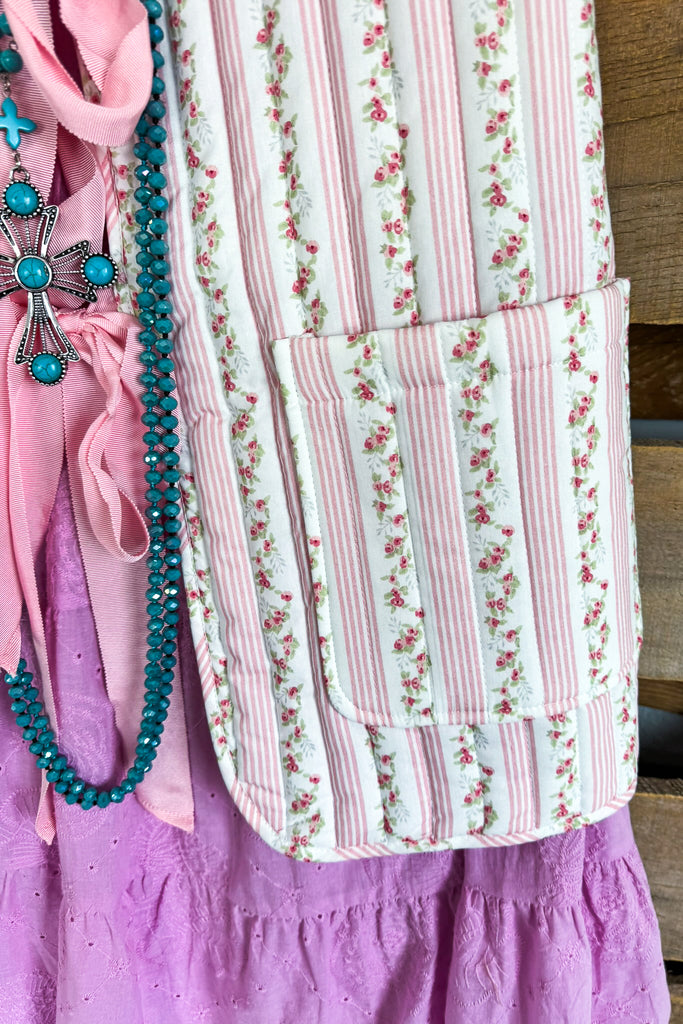 Love And Bow Ties Quilted Vest - Pink - 100% COTTON