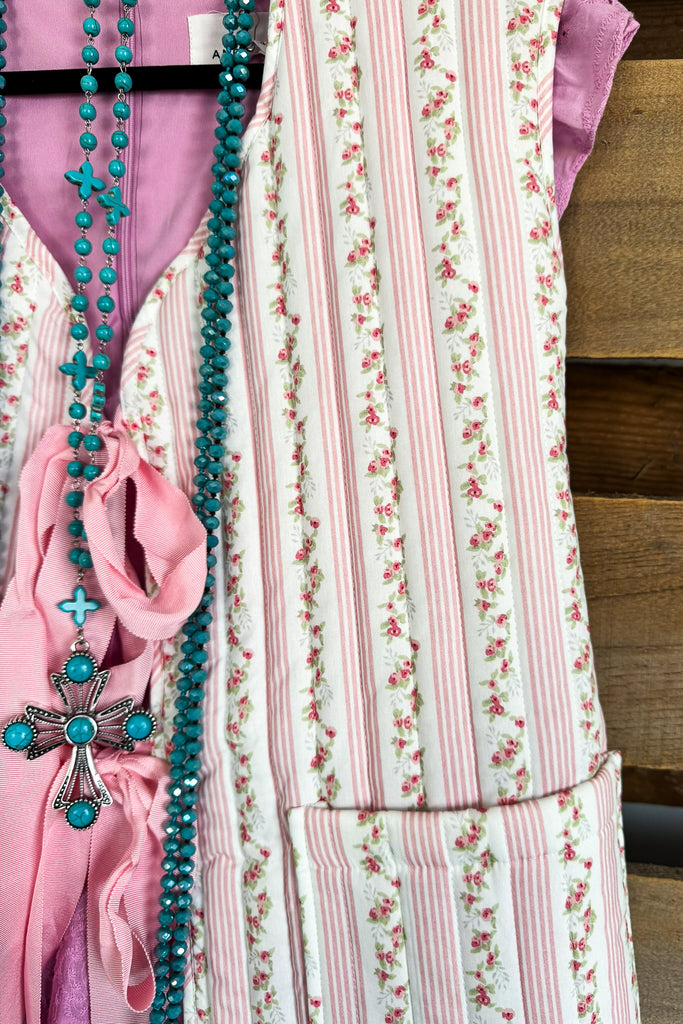 Love And Bow Ties Quilted Vest - Pink - 100% COTTON