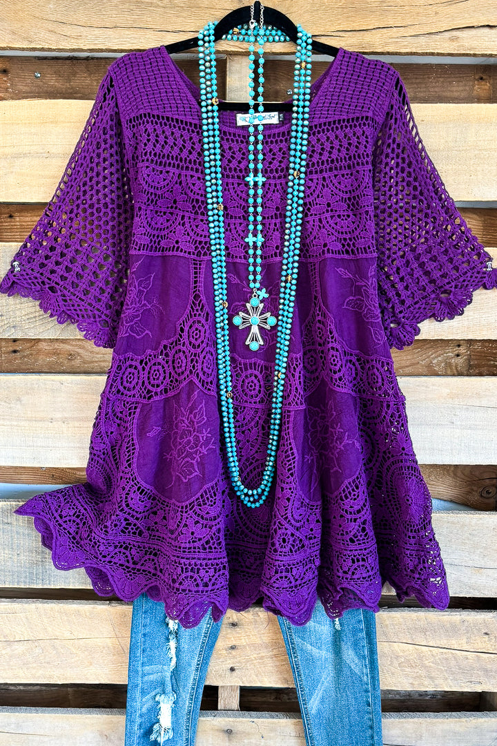 AHB EXCLUSIVE: Delightful Details Cotton Top - Purple - 100% COTTON
