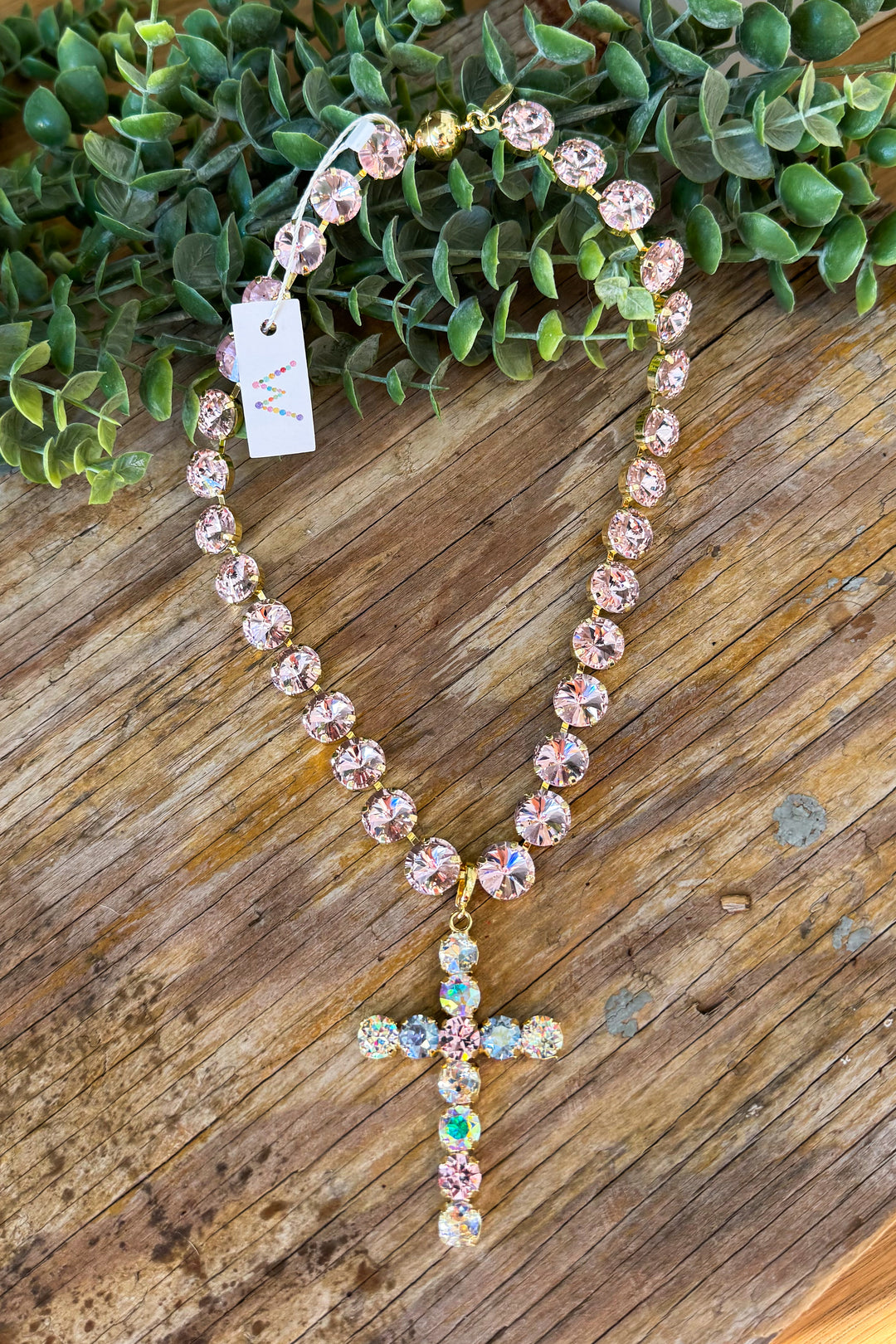 WAFA Cross Necklace - Light Pink and Multi Pastel Colors