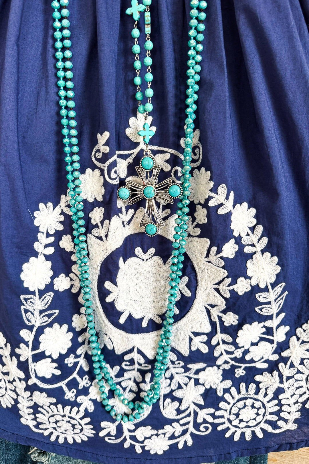 Bound By Love  Embroidered Top - Blue