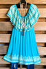 AHB EXCLUSIVE: Havana Nights Dress - Turquoise/Cream - SALE