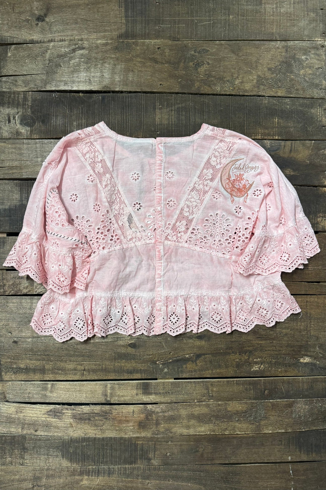 Softly Worn Eyelet Top -100% Cotton - Reversible - Pink