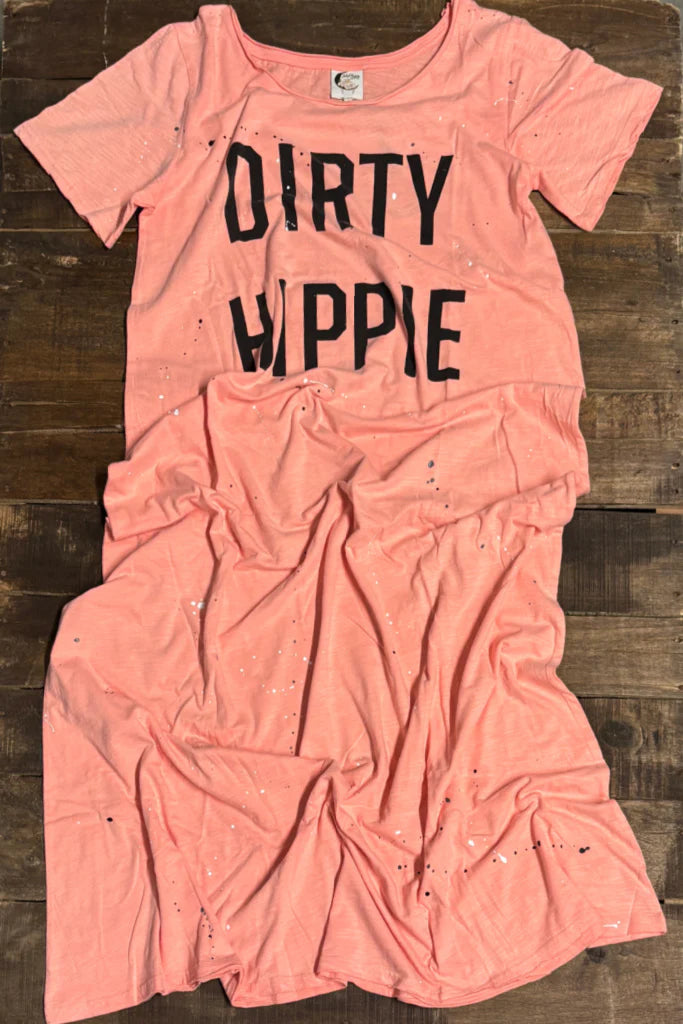Dirty Hippie Maxi Dress - Coral - 100% Cotton