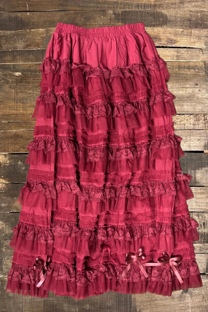PRE ORDER: Victorian Romance Skirt - Cranberry