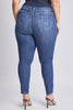 Distressed Look Mid-Rise Skinny Jeans - Dark Wash - MADE IN USA