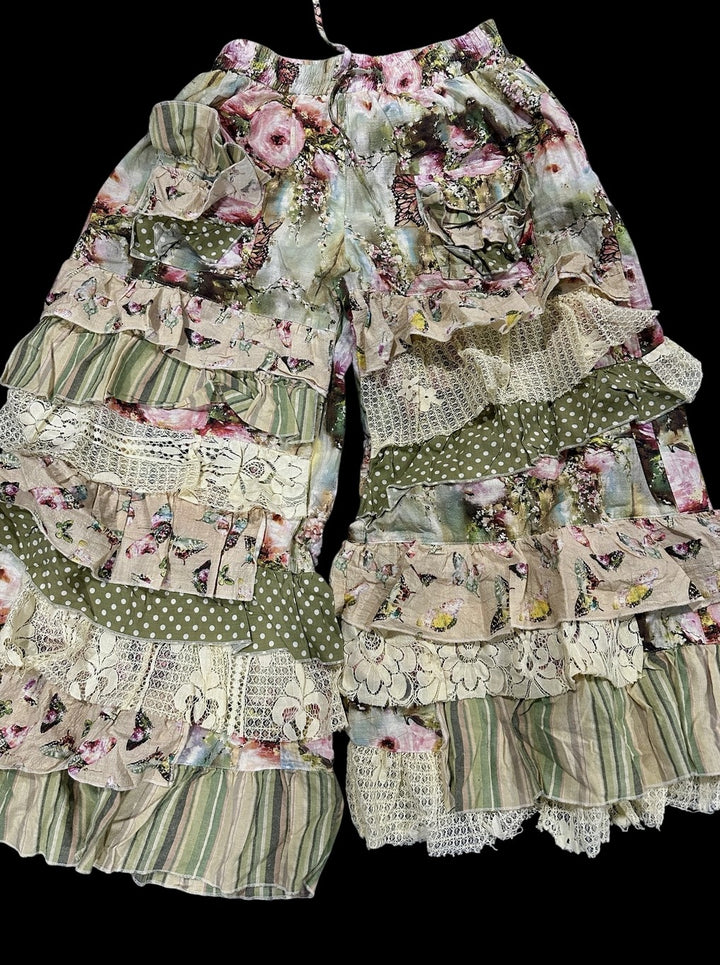 Butterfly Linen One Size Ruffle Pants