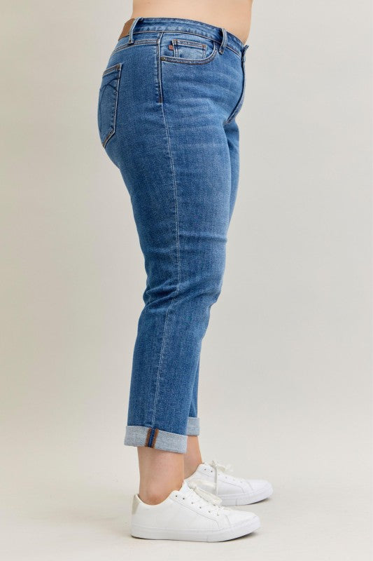 JUDY BLUE: Classic Cuffed Boyfriend Jeans - Mid Rise - SALE