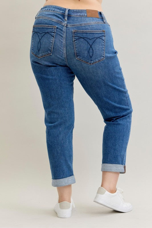 JUDY BLUE: Classic Cuffed Boyfriend Jeans - Mid Rise - SALE