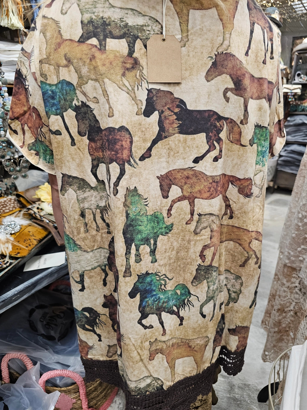 Wild Spirit Horse Print Cotton Linen Top – Made in USA