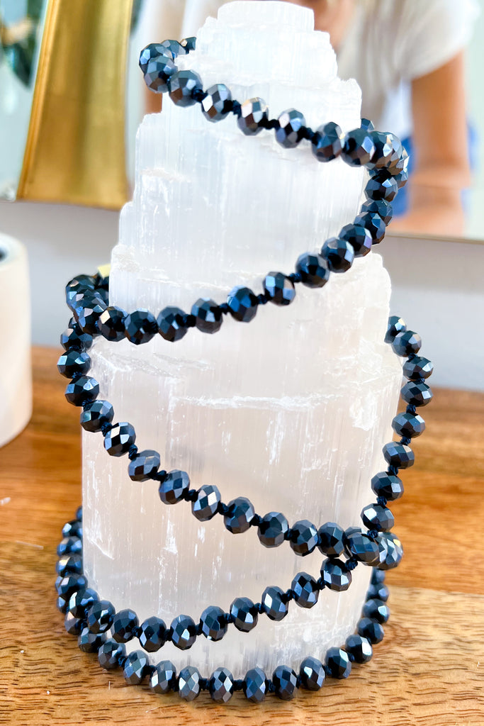 Long Beaded Necklace - Blue