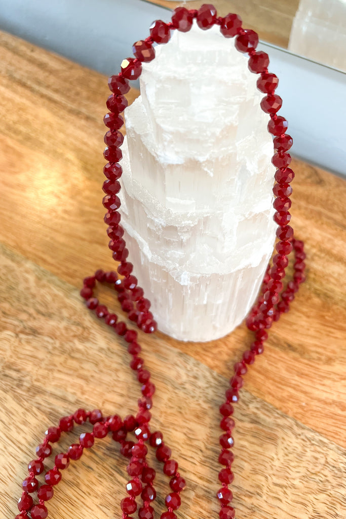 Long Beaded Necklace - True Red