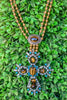 Mocha Pearl Necklace Stone Cross Pendant