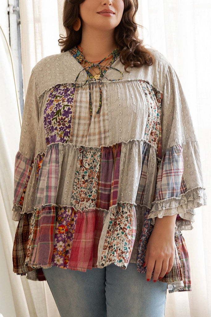 A Day With Friends Oversized Loose Fit Blouse - Gray