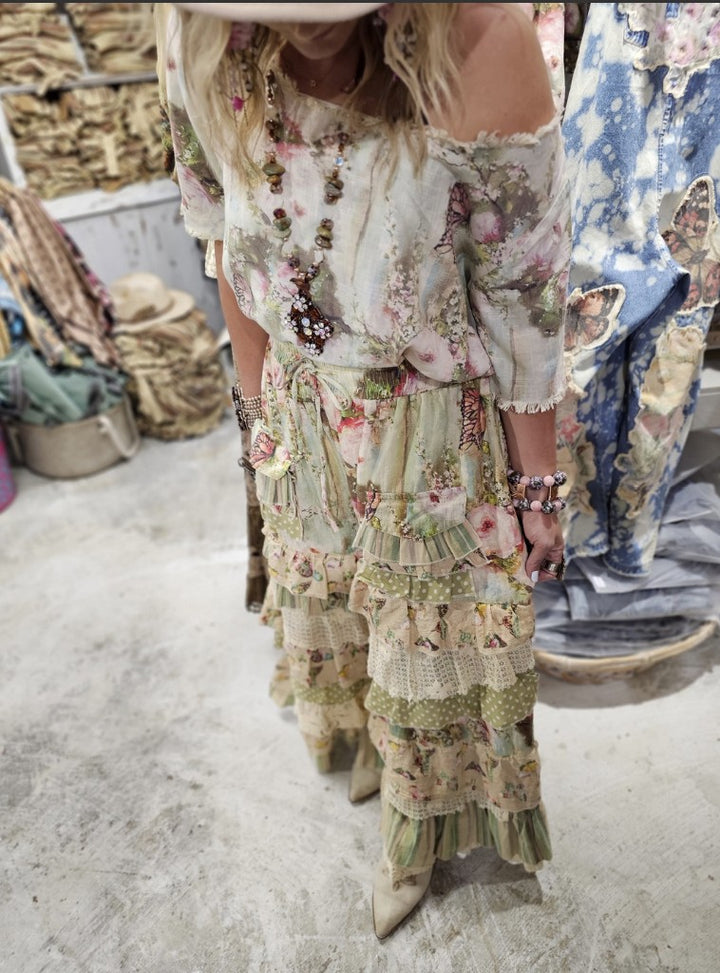 Butterfly Linen One Size Ruffle Pants