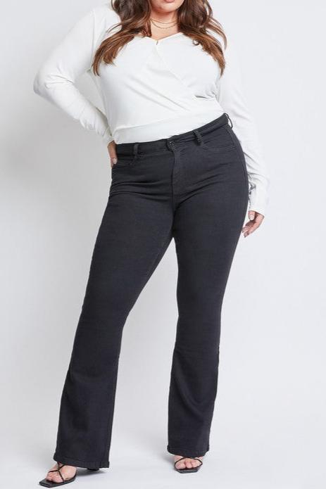 Sustainable High-Rise Bootcut Jean - Black - TUMMY CONTROL - SALE
