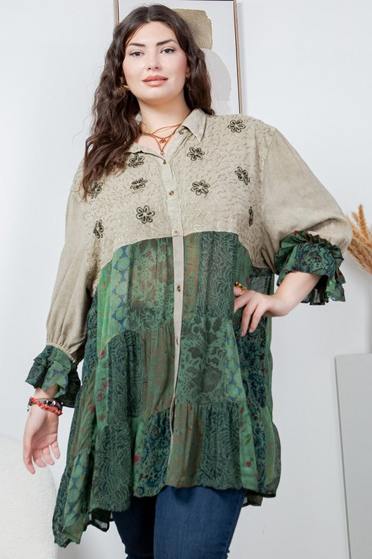 Heavenly Love Blouse - Basil