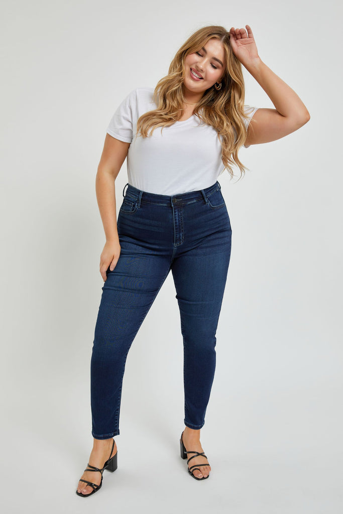 Rise Above The Rest Skinny Jean - Dark Denim - WITH LYCRA