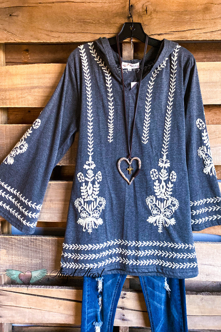 AHB EXCLUSIVE: Opening Up My Heart Tunic - Grey - SALE