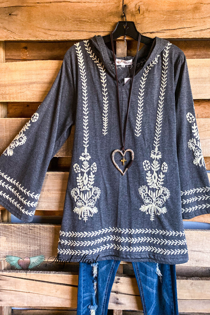 AHB EXCLUSIVE: Opening Up My Heart Tunic - Grey - SALE