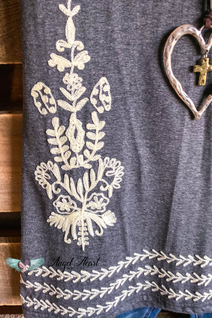 AHB EXCLUSIVE: Opening Up My Heart Tunic - Grey - SALE