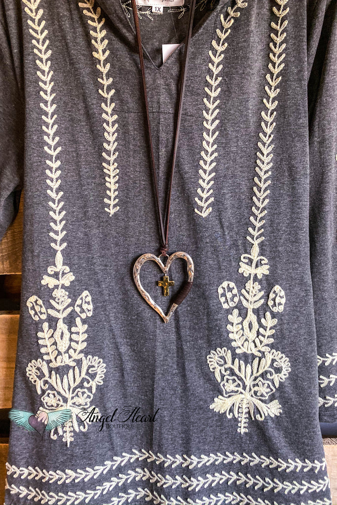 AHB EXCLUSIVE: Opening Up My Heart Tunic - Grey - SALE